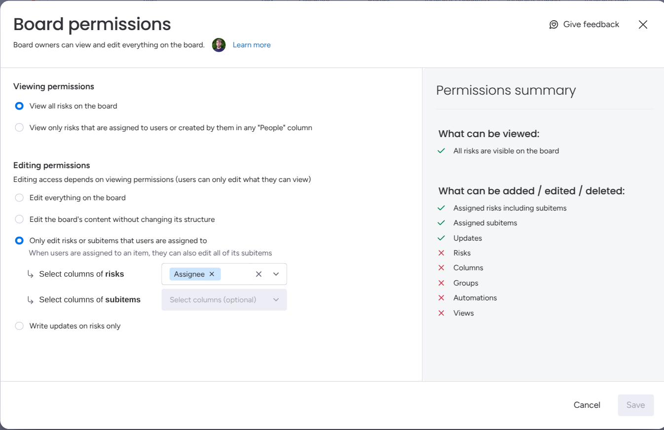 Example permissions