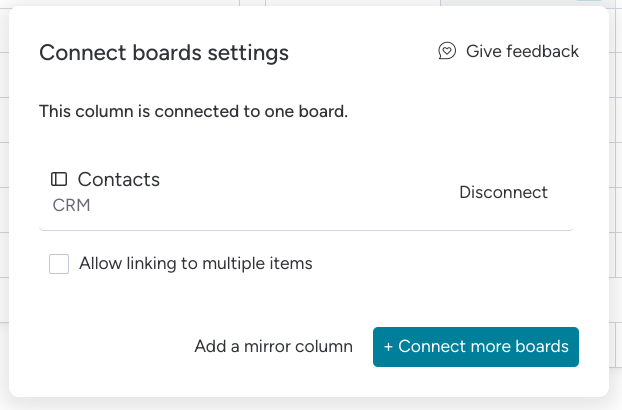 Connect board settings
