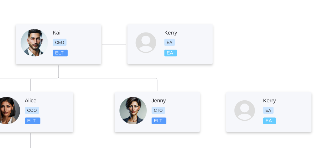 Assistants shown on org chart